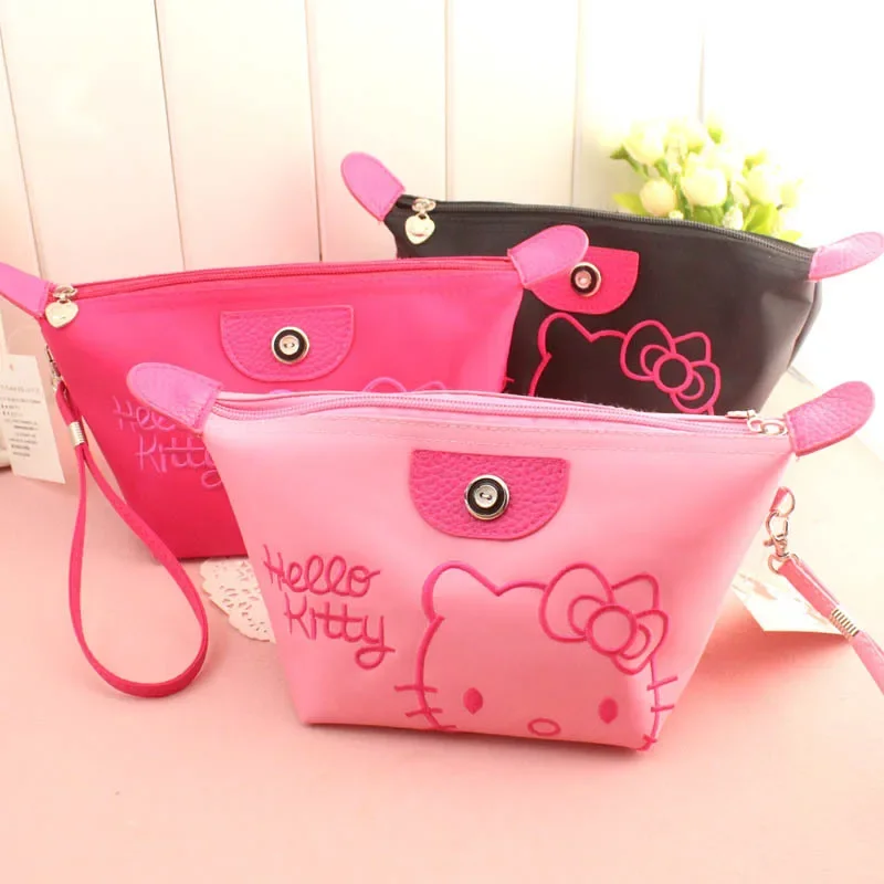 Sanrio Hello Kitty Makeup Bag Anime Y2K Girls Storage Bag Cartoon Kawaii Large Capacity Waterproof Pu Handbag Gifts Storage