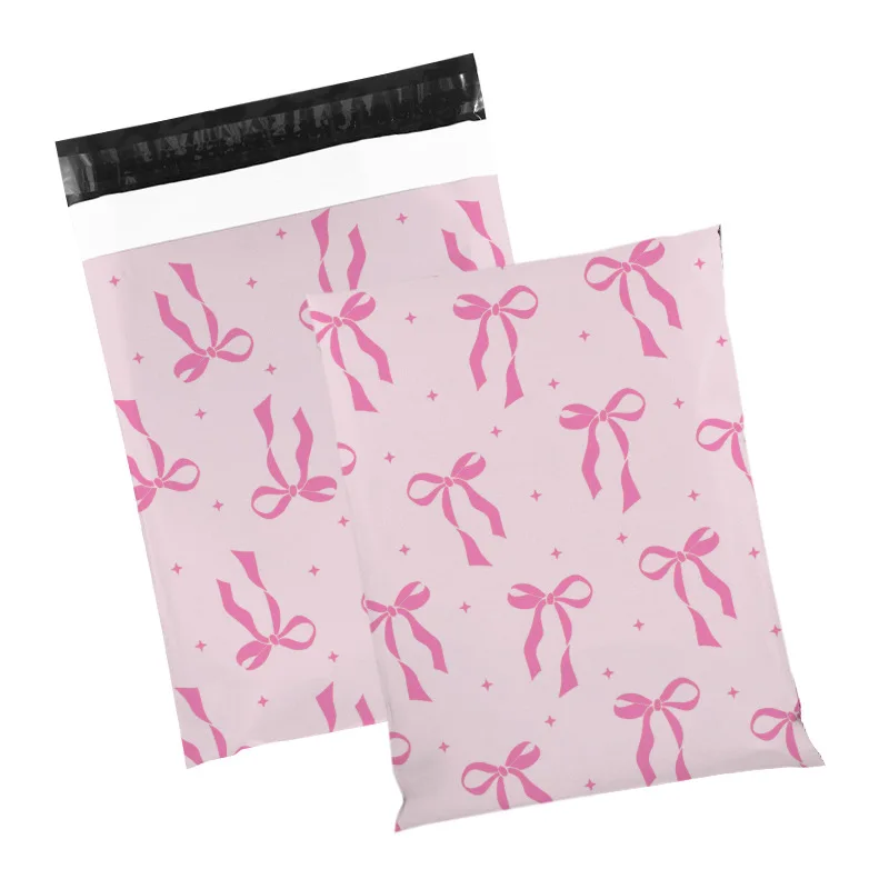 INPLUSTOP PE Pink Thicken Express Bag 50Pcs Cute Bow Waterproof Mailing Logistics Clothing Gift Pakaging Envelopes Delivery Bag