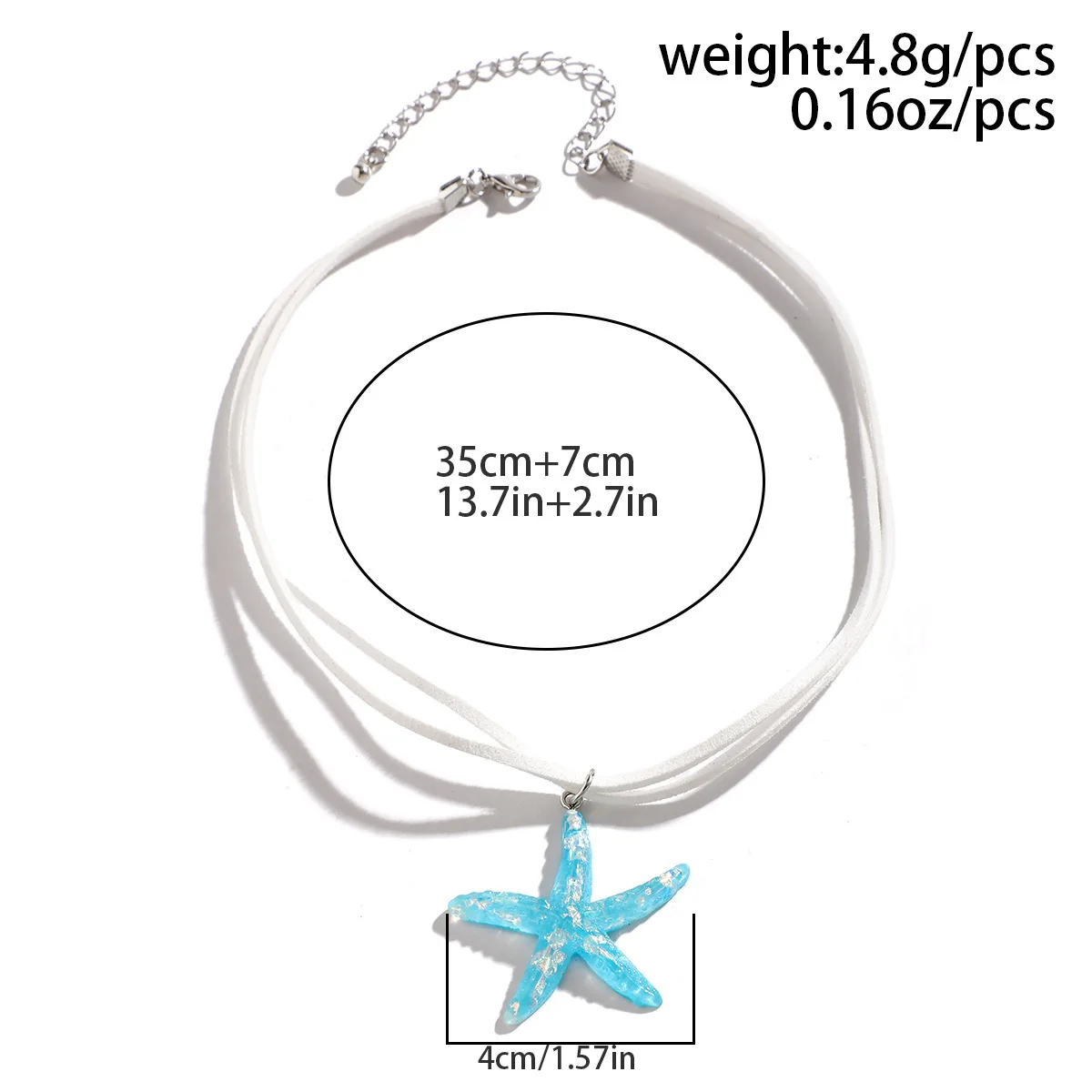 Boho mehrschichtige weiße Seilkette Halskette für Frauen Mode große Harz Seestern Stern Anhänger Halskette Strand Party Schmuck – Detail 3