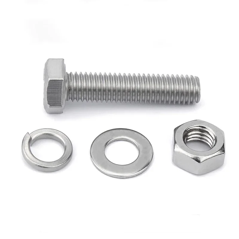 316 Stainless Steel Hexagonal Bolt Screw and Nut Set Extended Screw Washer and Nut Set M6 M8 M10 Extended Screw Combination