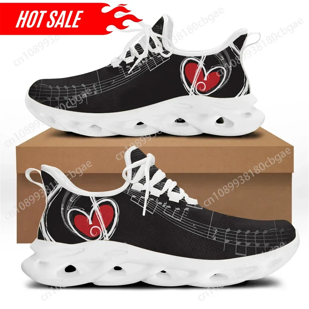Hot Drop Ship 1pcs Men's Shoes Casual Flats Sneakers Lace-up Music Note 3D Pattern Comfortable Breathable Shoes for Boys