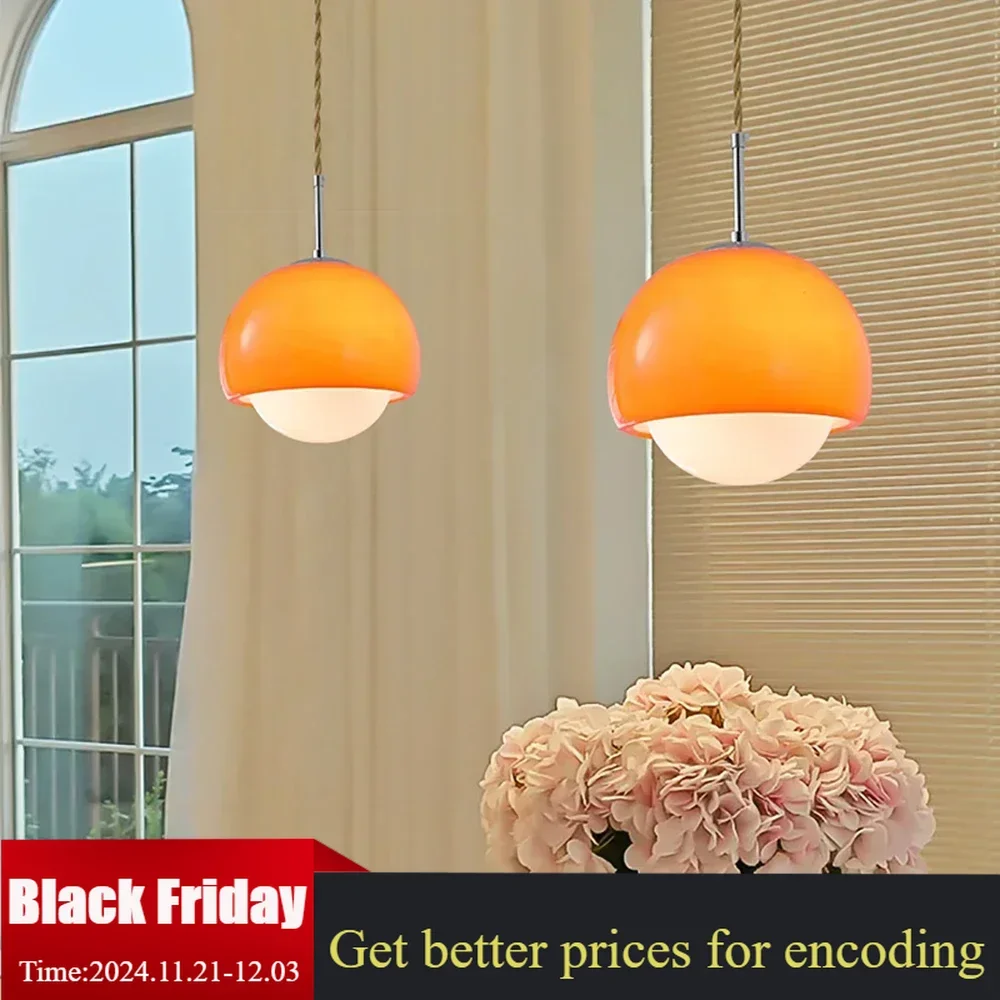 Moderne Led Glazen Kroonluchter Crème Oranje Eetkamer Hanglamp Slaapkamer Nachtkastje Studeerkamer Indoor Woondecoratie