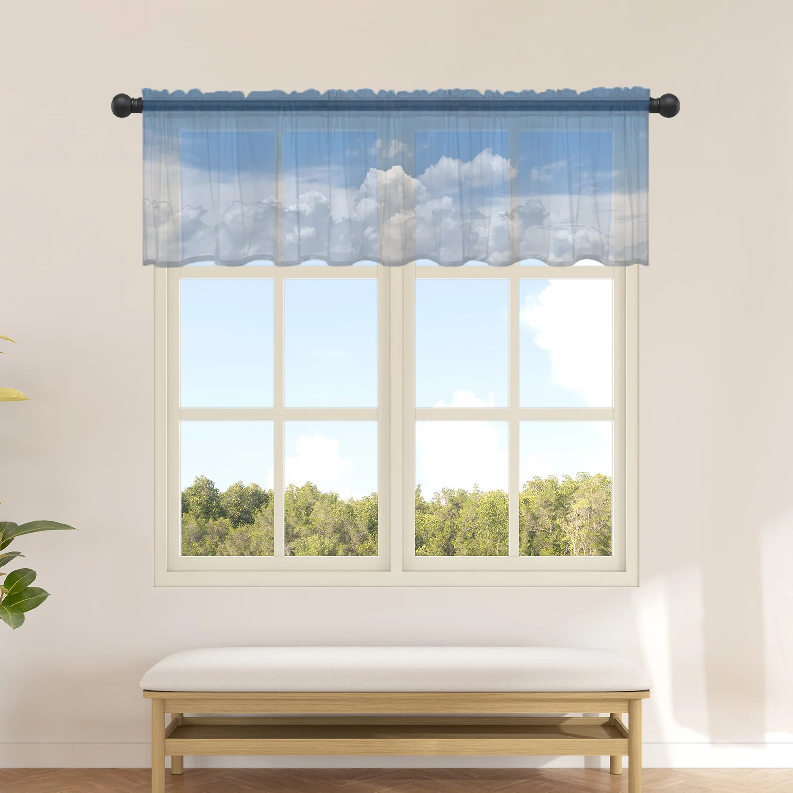 Rideau de fenêtre court blanc, nuages de ciel, rideaux en tulle pour cuisine, chambre à coucher, décoration d'intérieur, rideaux transparents Tyys
