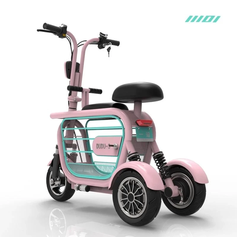 All Terrain 2 People Parent Child Electric Scooter With Pet Carrier 400W Foldable Electric Tricycle Mini Adult 3 Wheels Scooter