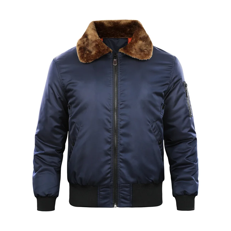 New European Size Fur Collar Thickened Flight Suit Casual Tough Guy Style Men\'s Jacket Jacket