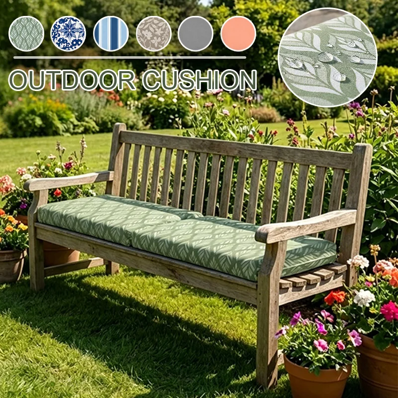 Waterproof Oxford Cloth Bench Cushion with Backrest Outdoor Seat Pad for Garden Patio Porch Swing Hammock Indoor Home Chair Use
