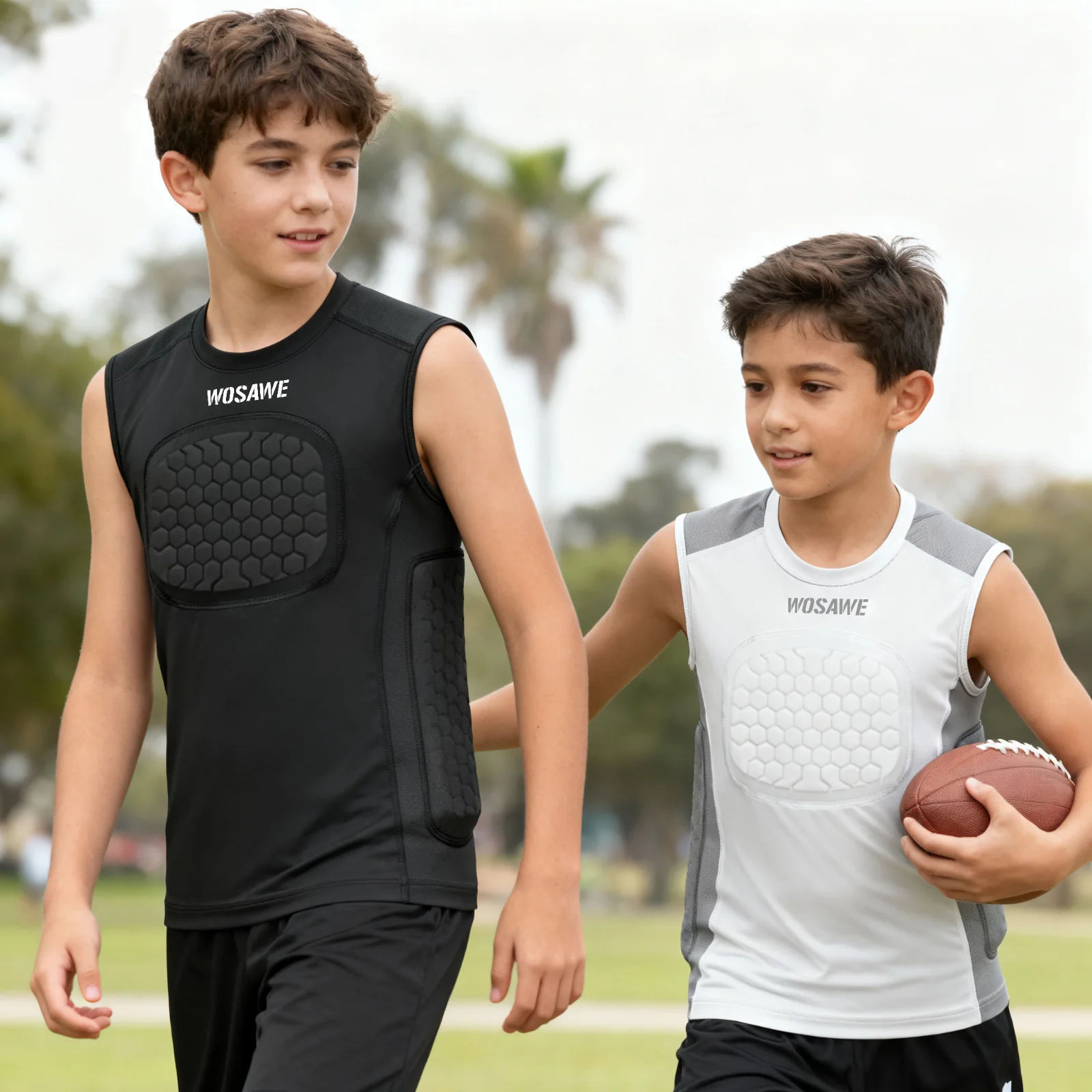 WOSAWE Youth Football Goalkeeper Vest Breathable Sponge Soccer Sleeveless Jersey Training Baseball Basketball Sports Vest