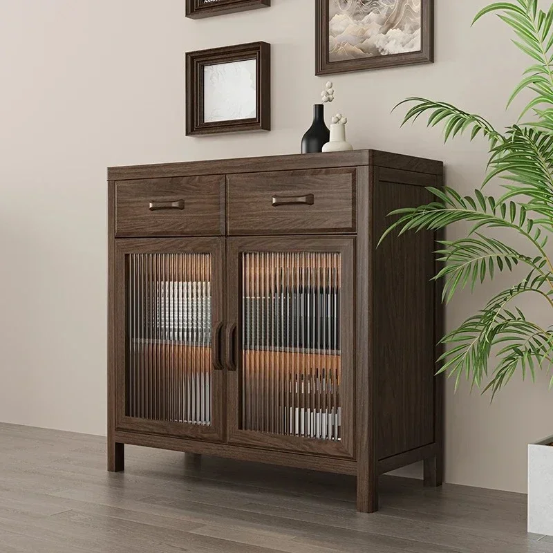 North American black walnut dining side tea cabinet Solid wood modern simple storage Storage living room side cabinet