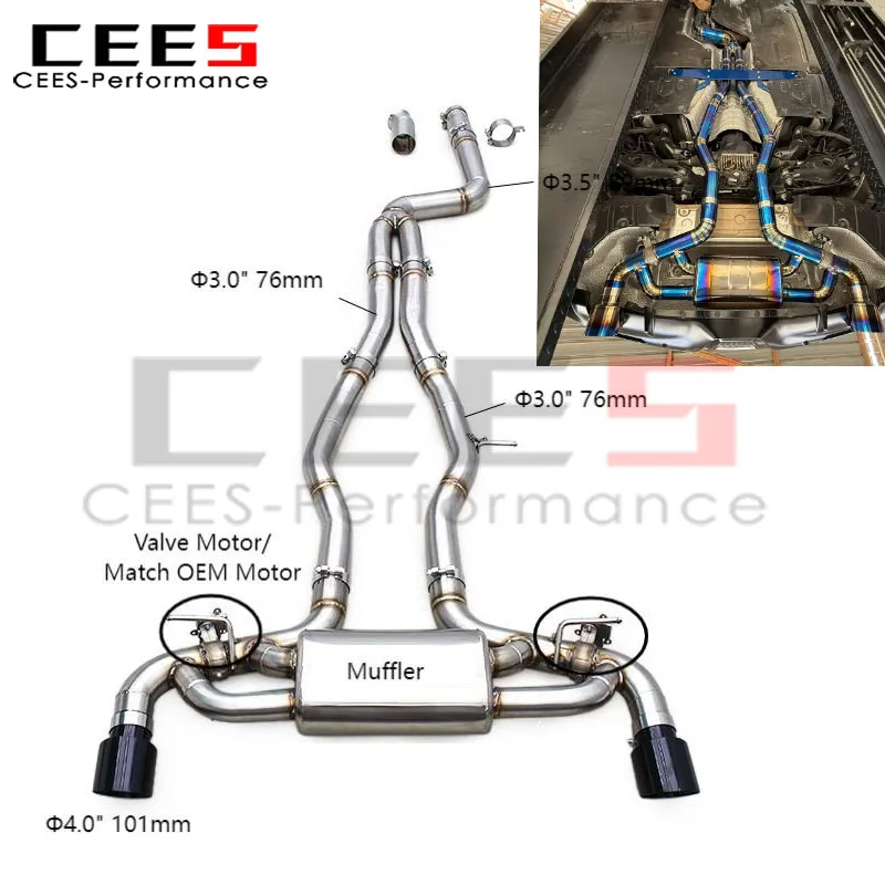 

Система выхлопных труб CEES Catback для Toyota Supra A90/A91 MK4/MK5 3.0T 2020-2025, глушитель из нержавеющей стали с OEM-клапаном