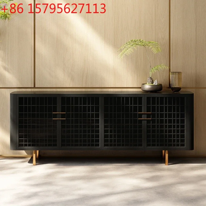 

Nordic light luxury solid wood, entrance cabinet retro living room locker modern simplicity