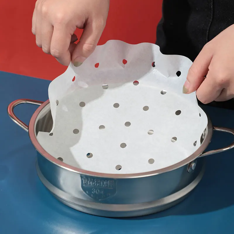 

100pcs Steamer Liner Paper Non Stick Steamer Paper For Stuffed Bun Dumpling Air Fryer Baking Barbecuing Food Padding Paper