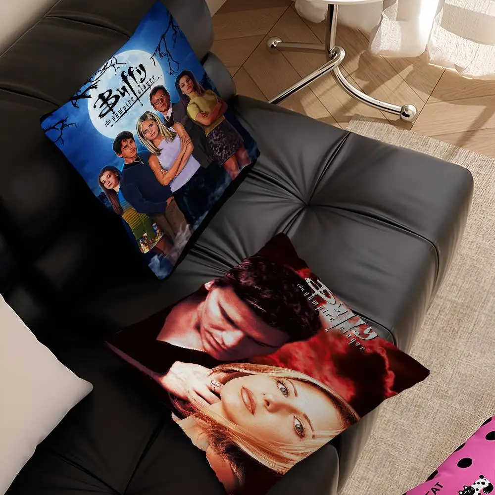 أنيمي بافي مصاص الدماء القاتل وسادة تغطي الكرتون أريكة ديكور المنزل الطباعة على الوجهين قصيرة أفخم لطيف غطاء الوسادة