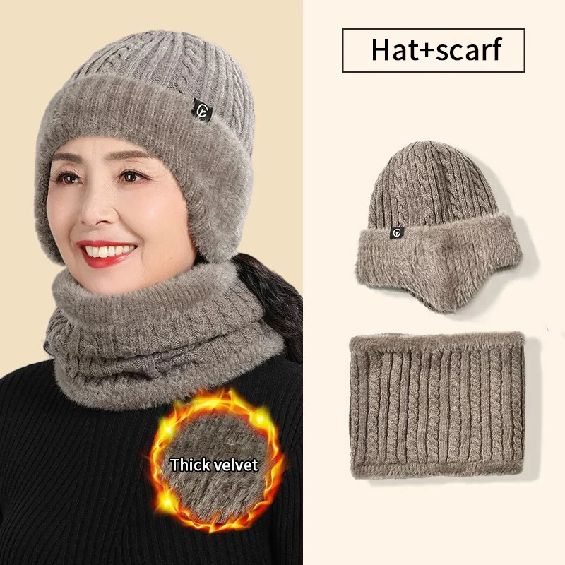 

Knitted Hat Winter Elderly Hat For Women Winter Mom Warm Hat For Men Ear Protection Middle-Aged And Elderly