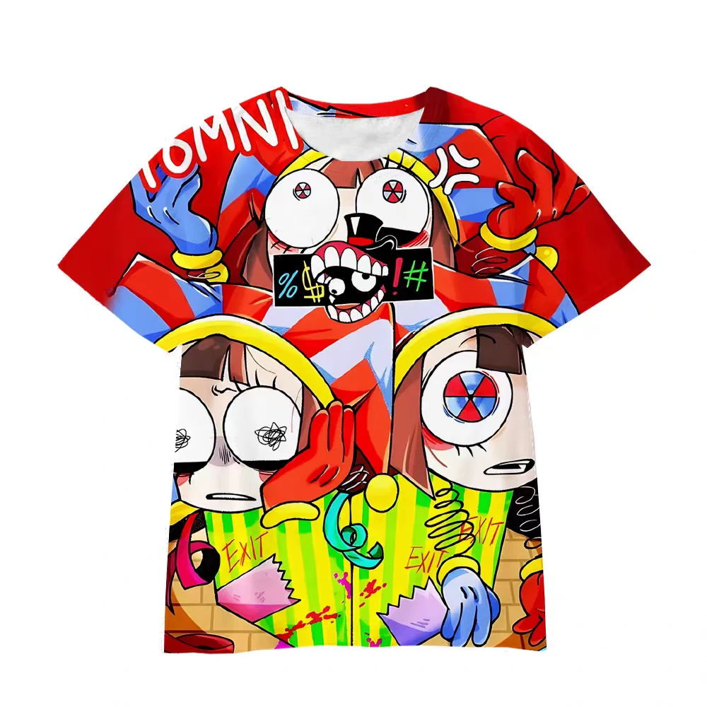 2026 Summer THE AMAZING DIGITAL CIRCUS All Over Print Jersey Short Sleever Round Collar Cartoon Fan Shirt Men Women Kids