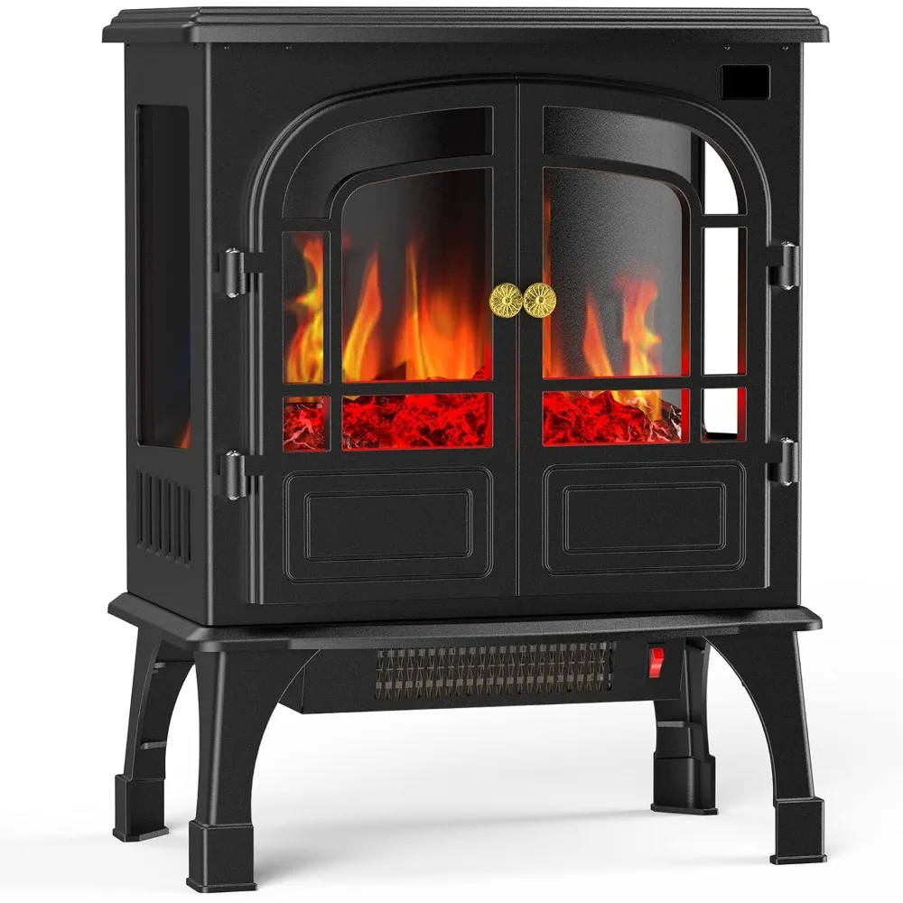 

26-Inch Freestanding Electric Fireplace Heater with 3D Flame Effect and Overheating Protection