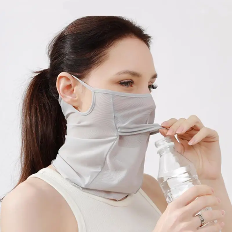 Unisex UV Protection Outdoor Neck Wrap Cover Sports Sun Proof Bib Ice Silk Mask Face Cover Neck Wrap Cover Sunscreen Face Scarf