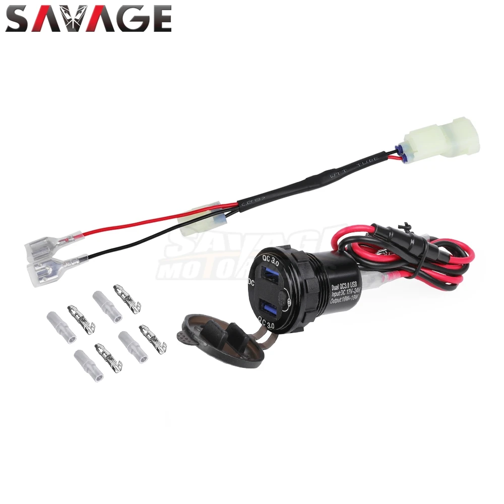 3.0 USB Quick Charge Power Outlet Connector For Honda NX400 NX500 CB 500X 500F 500R 650F CBR 650R Auxiliary Power Cable Adapter