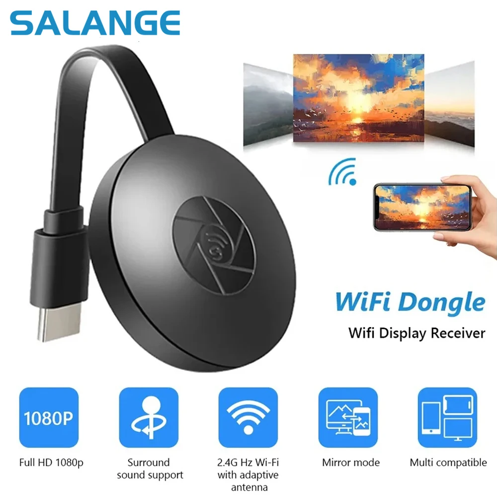 Salange G2 Miracast TV Dongle Wifi Wireless TV Stick Supoort HDMI-Compatible 1080P Mirror Screen Display Adapter for IOS Andorid
