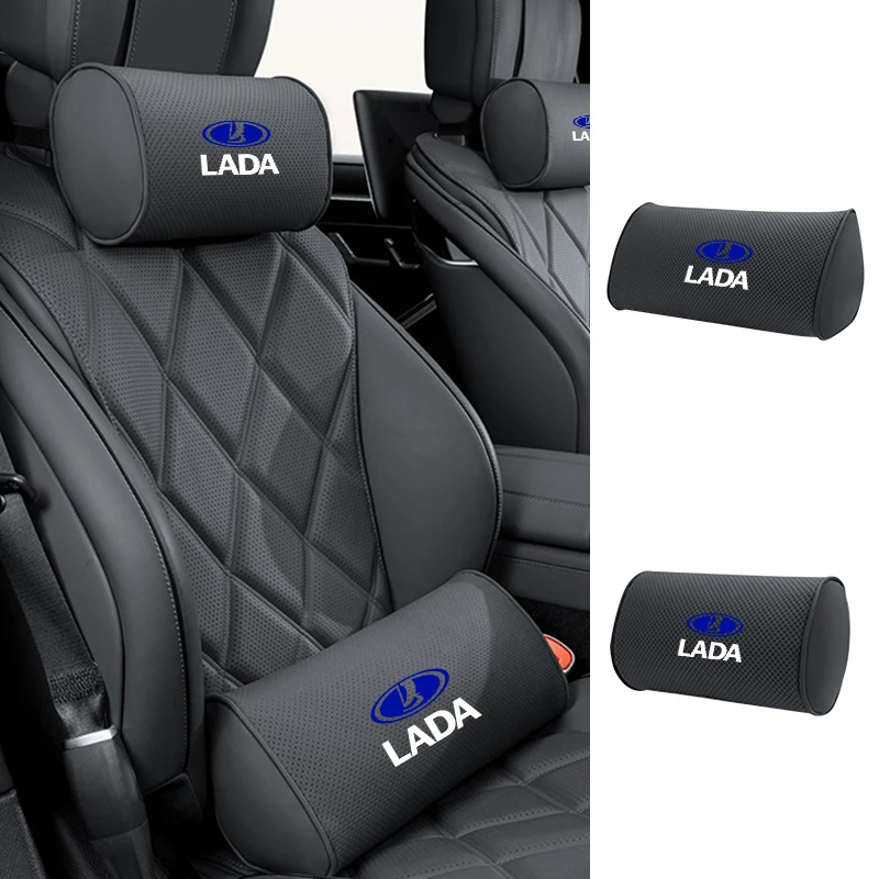 Almohada para el cuello del coche, espuma viscoelástica, soporte Lumbar protector para la espalda, cojín transpirable para aliviar el estrés para Lada Priora Sedan Sport Kalina