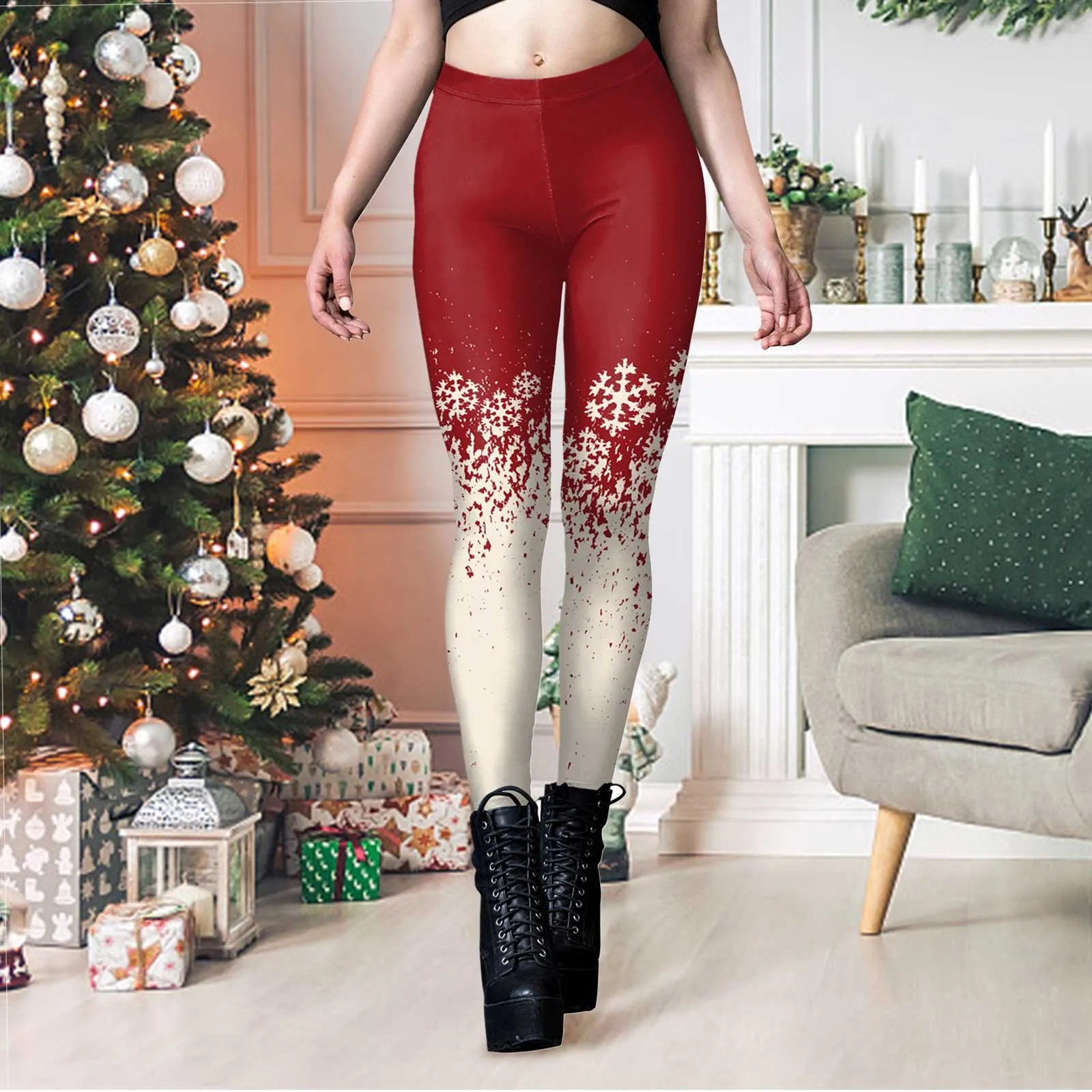 

Women'S New Christmas Print Plump Hip Curve Sports Leggings Sports Leggings Fitness Wear Seamless High Waist Yoga Leggings