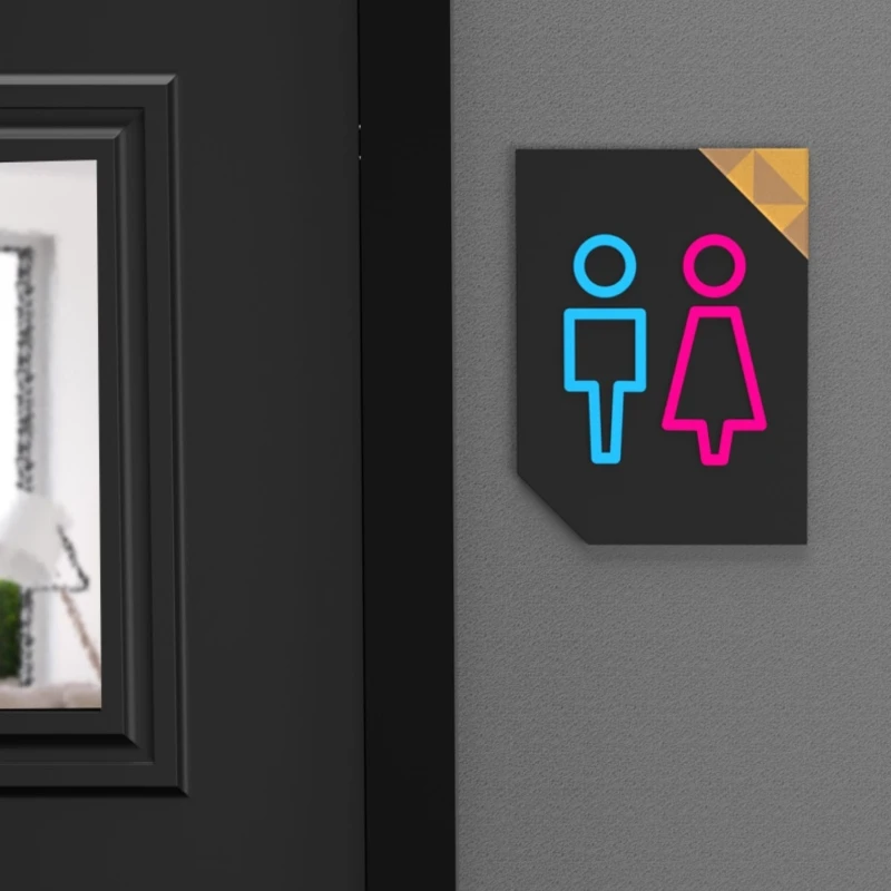 

Men's and Women's Restroom Signage WC Toilet Wall Sticker Bathroom Instruction Sign Hotel Restaurant Public Shope Signage