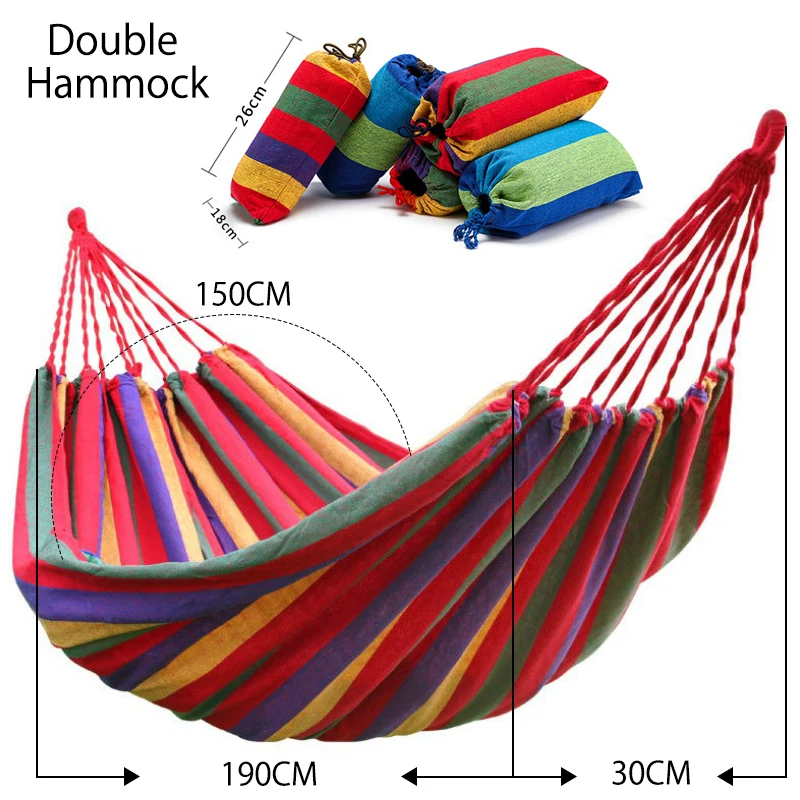 Thick Canvas Hammock Outdoor Portable Camping Hammocks Single Double Anti-rollover Swing Indoor Garden Double Wide Hanging Chair