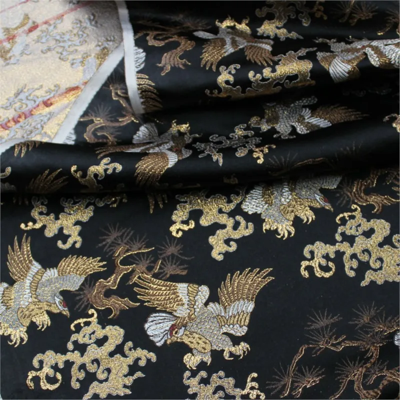 

Chinese-style cheongsam children's clothing and film jacquard decoration hand-woven brocade gold silver thread fabric