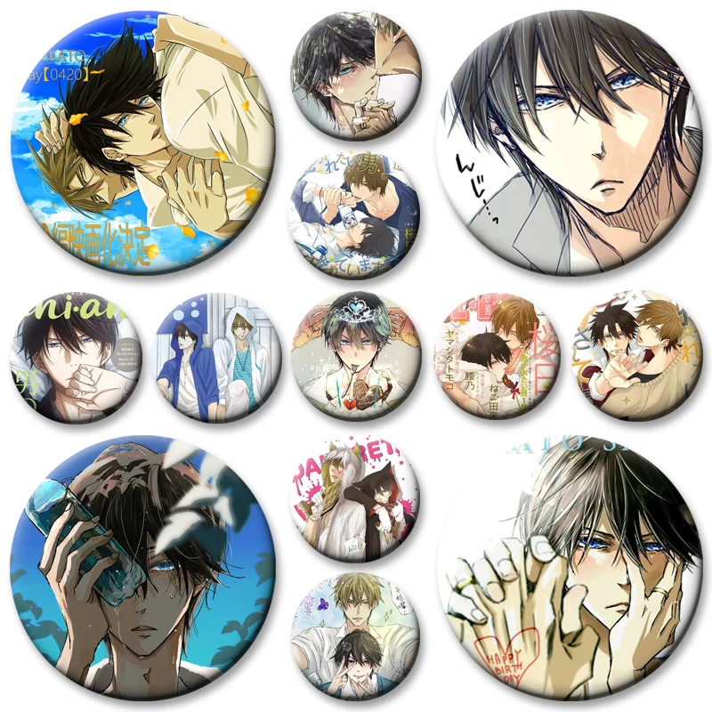 Круглые-броши-в-стиле-аниме-dakaretai-otoko-1-i-ni-odosarete-imasu-булавки-для-рюкзака-аксессуары-takato-saijo-jyunta-azumaya-значок-с-героями-мультфильмов