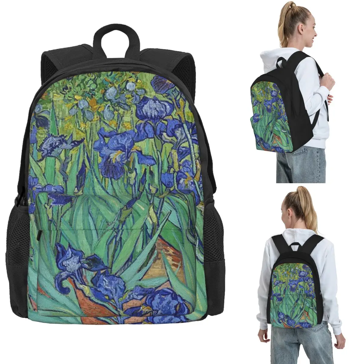 

Irises, Van Gogh, 1889. Backpack Hot Sale Daypack Large Capacity Kids BookBag School Bag Shoulder Bags for Men Women