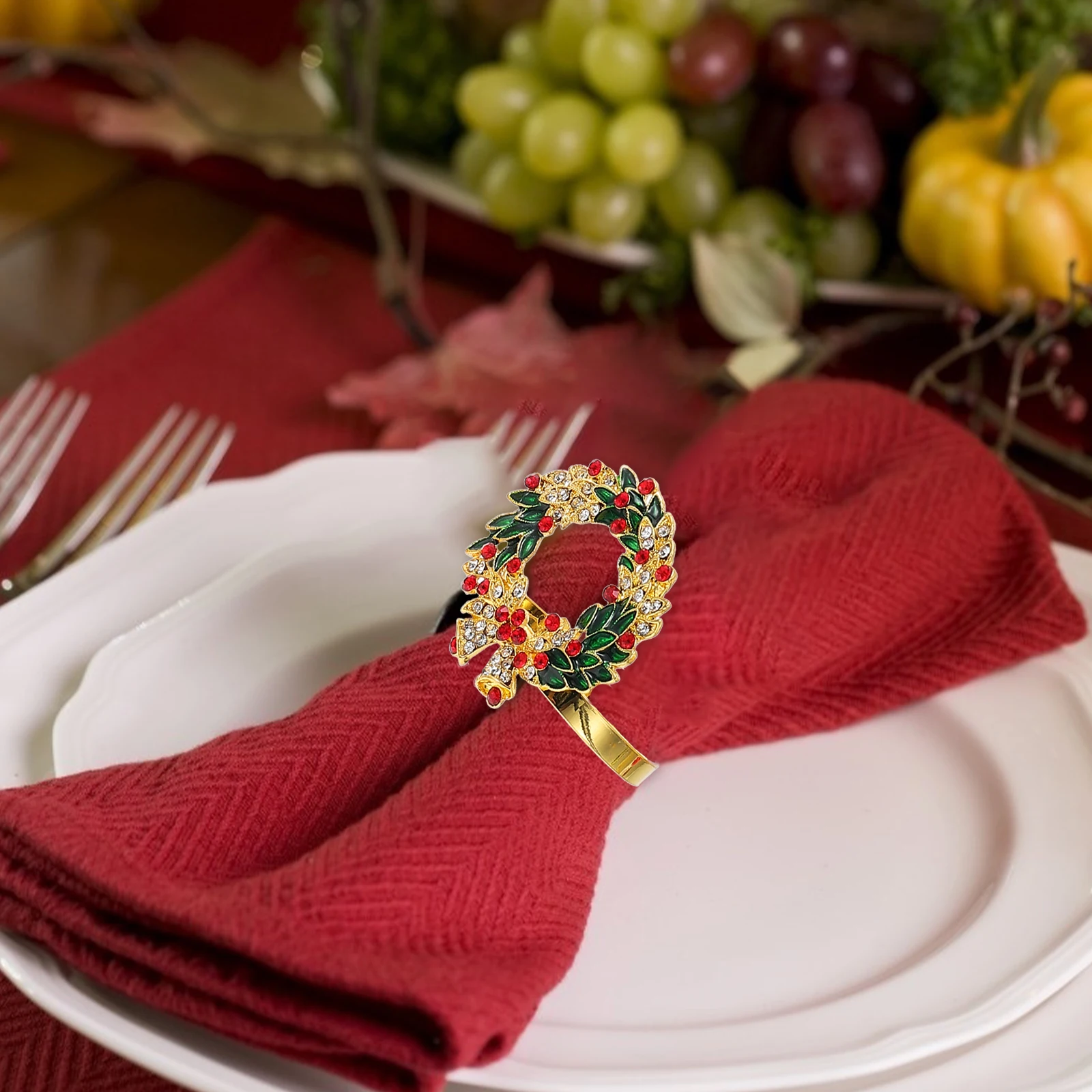 

4 шт., рождественские кольца для салфеток, дизайн рождественской елки с оленем, декор стола для дома, ресторана, вечеринки, ужина, держатель для салфеток, Рождественский фестиваль