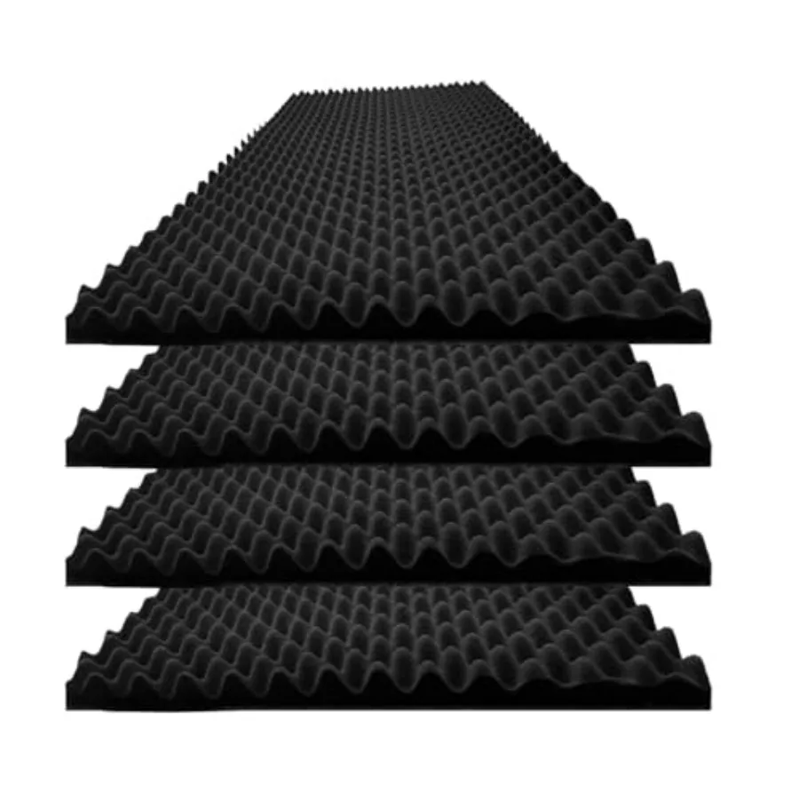 

4 PCS Black Acoustic Foam, 48"X 24"X 2" Egg Crate Foam, Soundproof Foam, Fireproof Studio Foam Panels, Sound Absorbing Foam, So