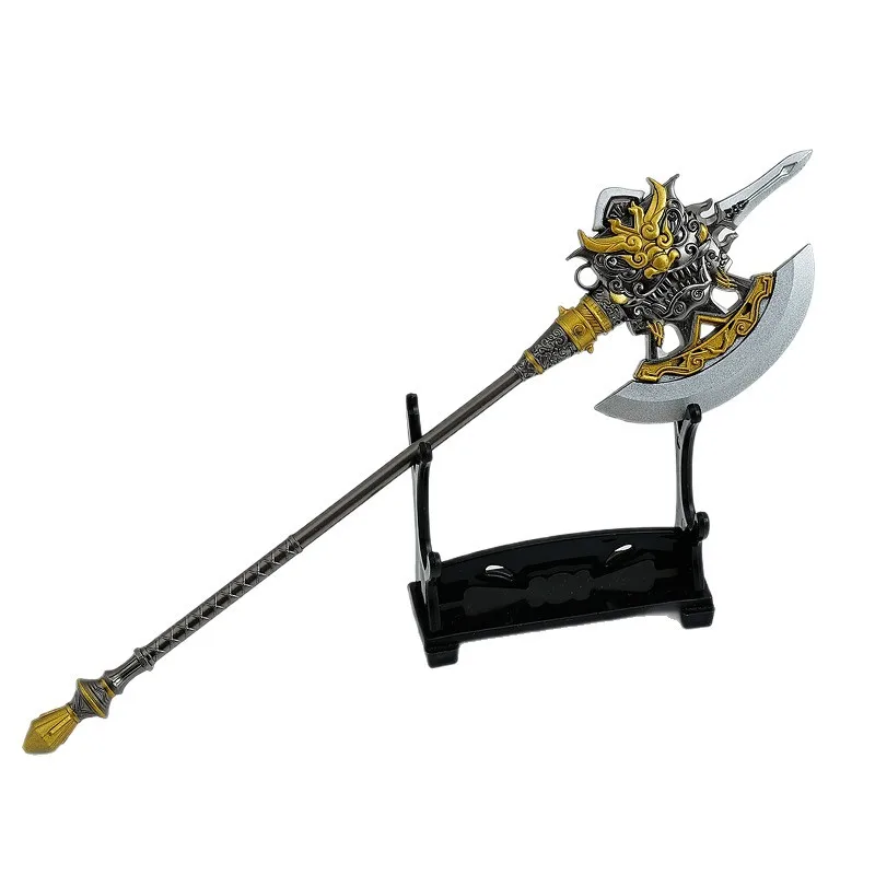 22 cm/8.66in Romantiek van De Drie Koninkrijken Film en Televisie Randapparatuur Wapens Model Xu Huangguan Steen Bijl Metalen Handwerk