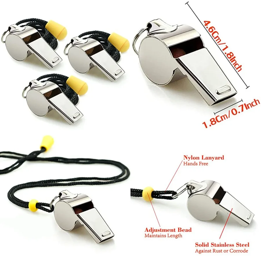 

Whistle, 3 Pack Sports Whistles with Lanyard, Loud Crisp Sound Whistles Great for Coaches, Referees, and Officials