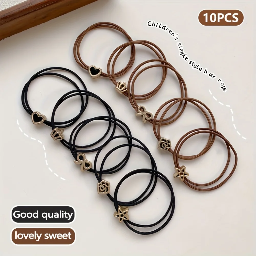 

10 Hair Ropes, Rubber Bands, Girls' Hair Ties, New Classy Girls' Ponytail Hair Ties, Headbands