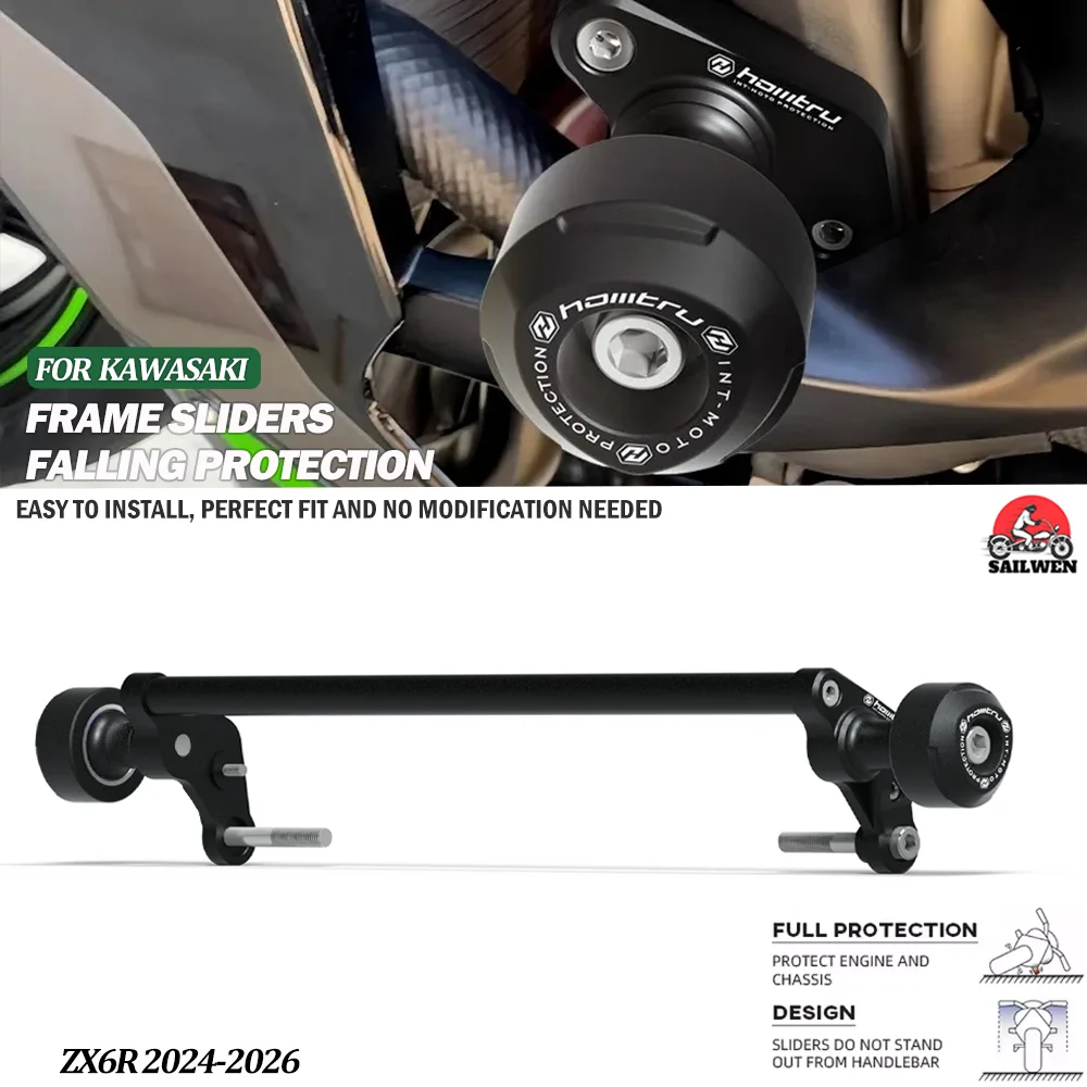 FOR KAWASAKI ZX6R ZX-6R 2024-2026 CRASH BOBBINS PROTECTORS SLIDERS MUSHROOMS SAVERS