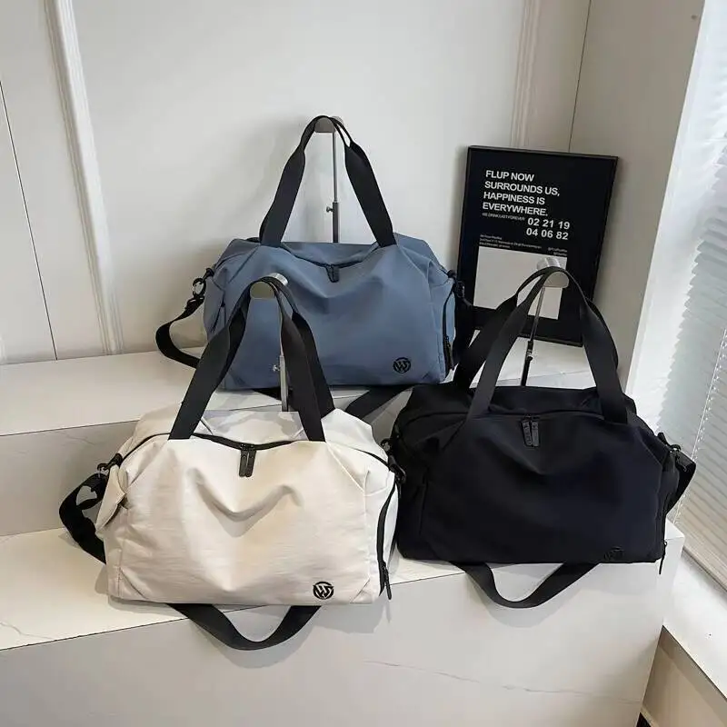 

Casual Trendy Travel Tote Bag Large Capacity Gym Women Canvas Weekender Overnight Luggage Crossbody Handbag Simple Waterproof