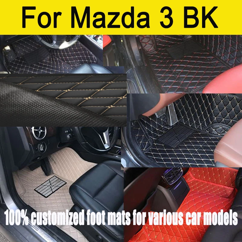 

Custom Automotive Car Floor Mats For Mazda 3 BK 2003 2004 2005 2006 2007 Auto Luxury Leather Men Women Car Mats Full Coverage