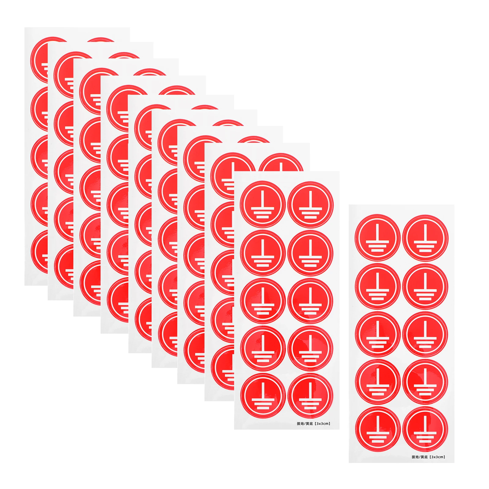 

10 Sheets PVC Ground Wire Labels 3CM Size High Adhesion Electric Panel Stickers Safety Equipment Decals Warning Signs