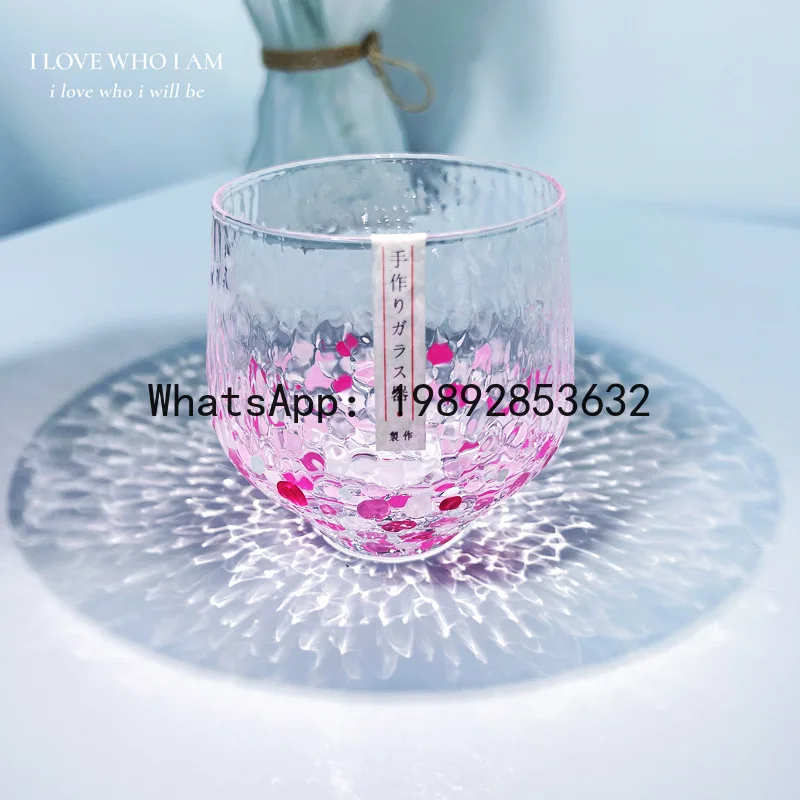 Hand-painted colorful starry sky glass water cup hammered whiskey cup tea cup sake