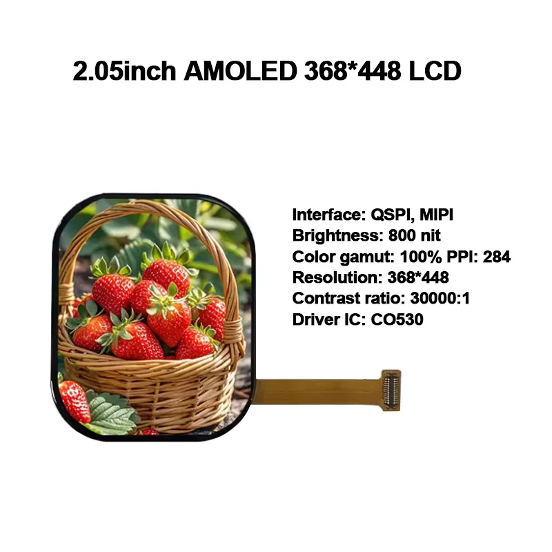 2.05 inch 368x448 AMOLED Display  AI Companion Spirit Outdoor High-Definition Brightness Narrow-Edge Screen