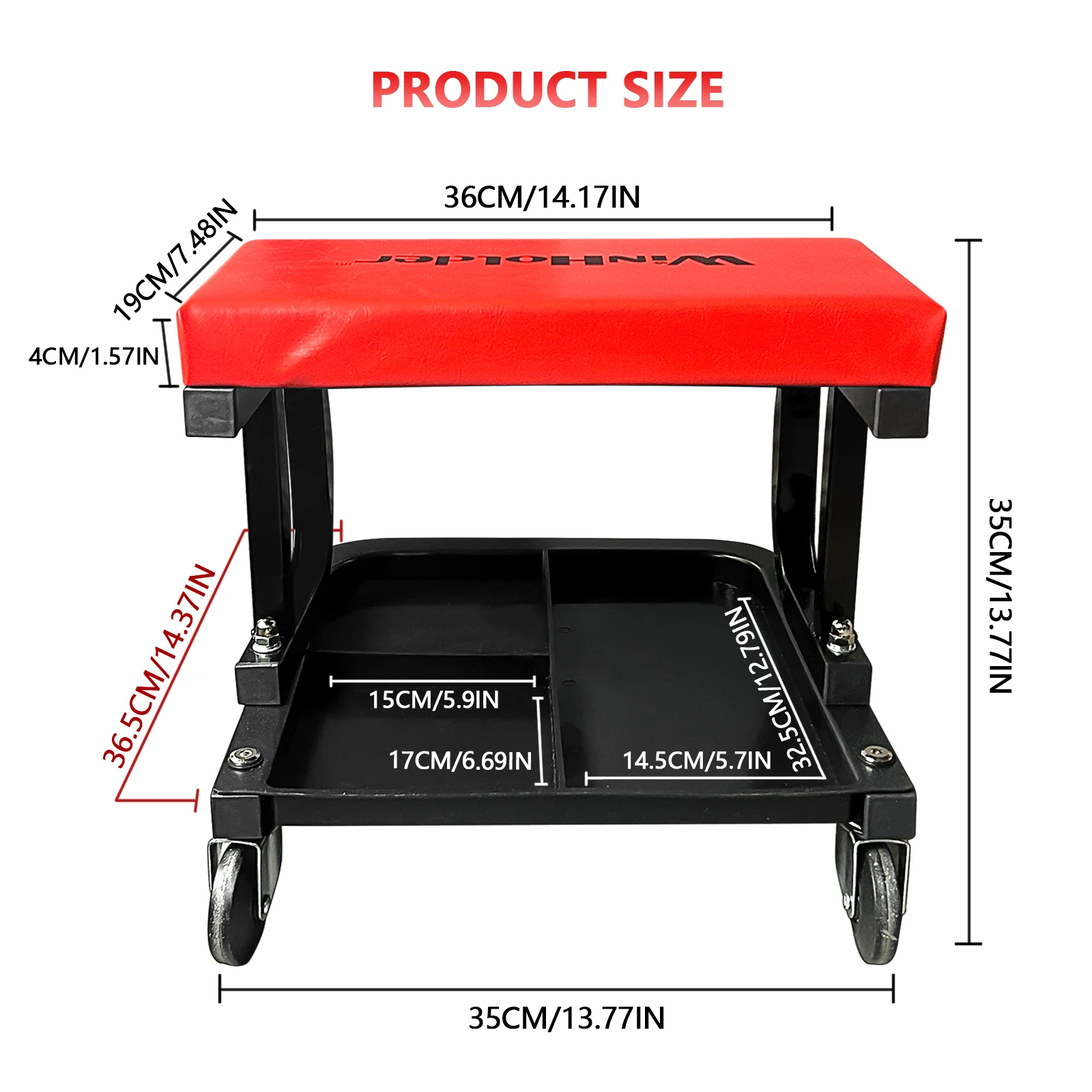 ميكانيكا المرآب مبطن المتداول البراز كرسي مقعد عجلات دوارة 150 كجم ماكس