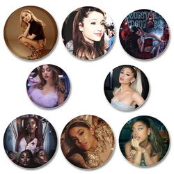 Singers Ariana Grande Pins for Backpacks Bag Round Plastic Enamel Pins and Brooches Creative Handmade Badge Gifts Accessory