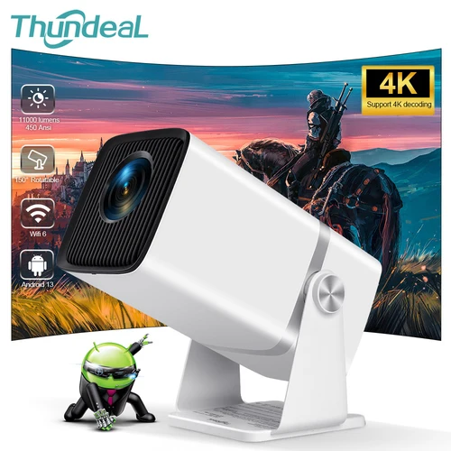 ThundeaL 4K 풀 HD 프로젝터, FHD TD80W, 안드로이드 와이파이, 3D 홈 시어터 TD80, 휴대용 빔 프로젝터, 회의 비디오 영화 PK HY320