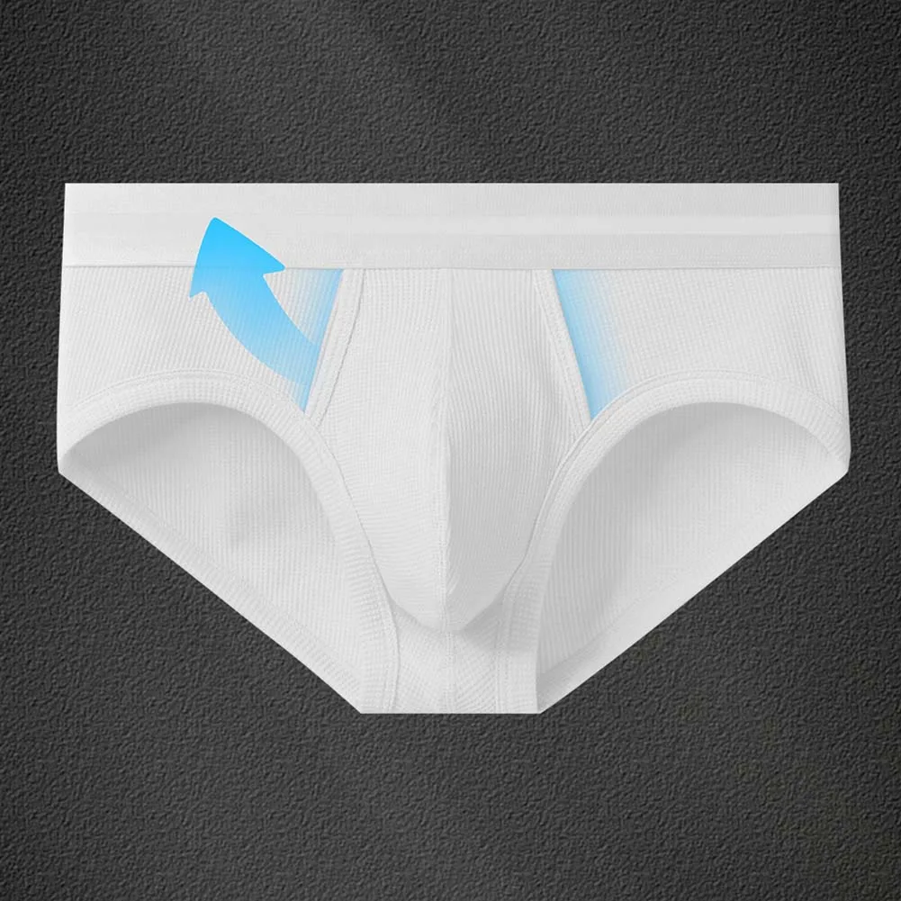 

Comfortable Waffle Briefs Breathable Briefs Classic Theme Soft Fabric Blend Solid Color Underwear Thin Material