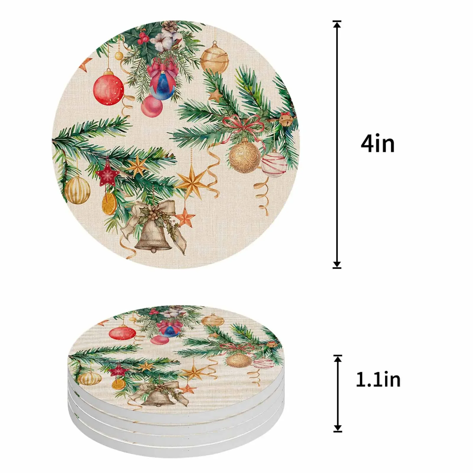 Drink Coasters Ribbon Cup Mat Lantern Ball Christmas Star Glassware Coaster Cute Table Pad Drinkware Kitchen Dining Bar Home