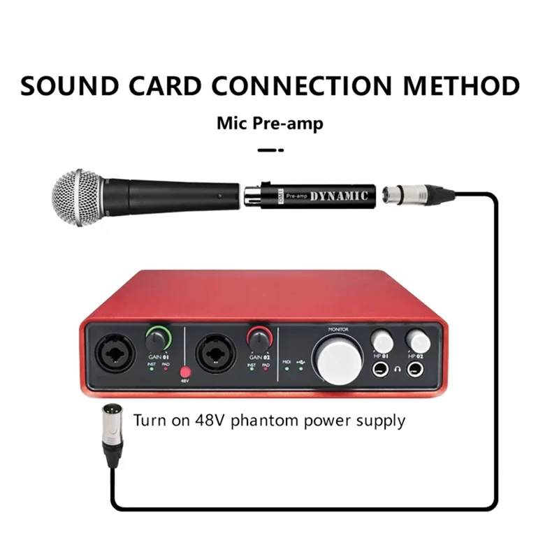 استبدال مضخم الميكروفون الديناميكي DM1 28DB مضخم الكسب لميكروفونات الشريط الديناميكي والسلبي، أسود سهل الاستخدام