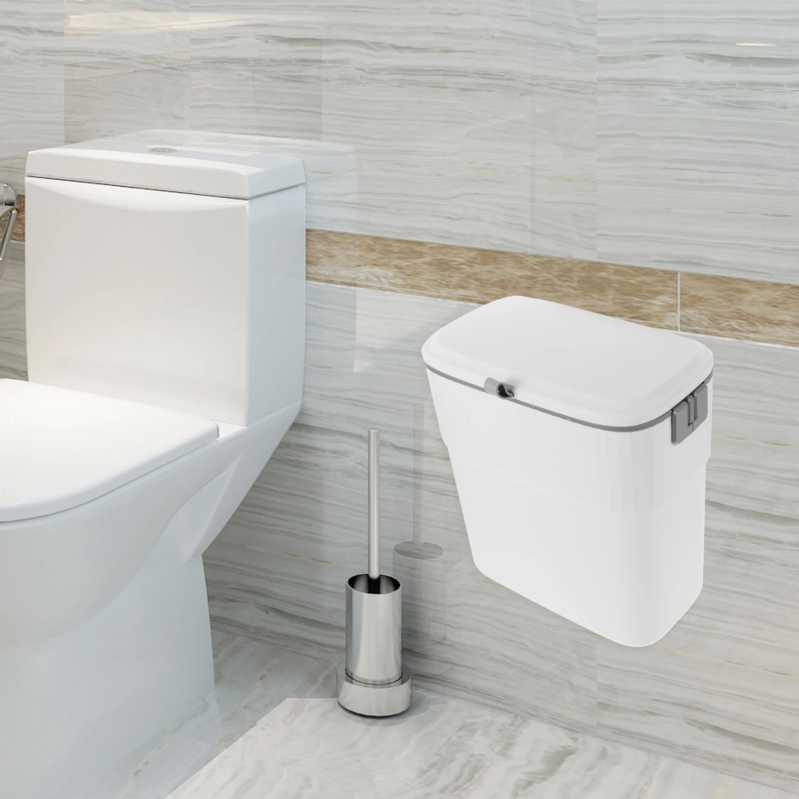 

Automatic Kitchen Can 9L Pull Lift Sealing Cabinet Mounted Trash Bin Enlarge Opening Easy Clean Dustbin Bucket For Bathroom