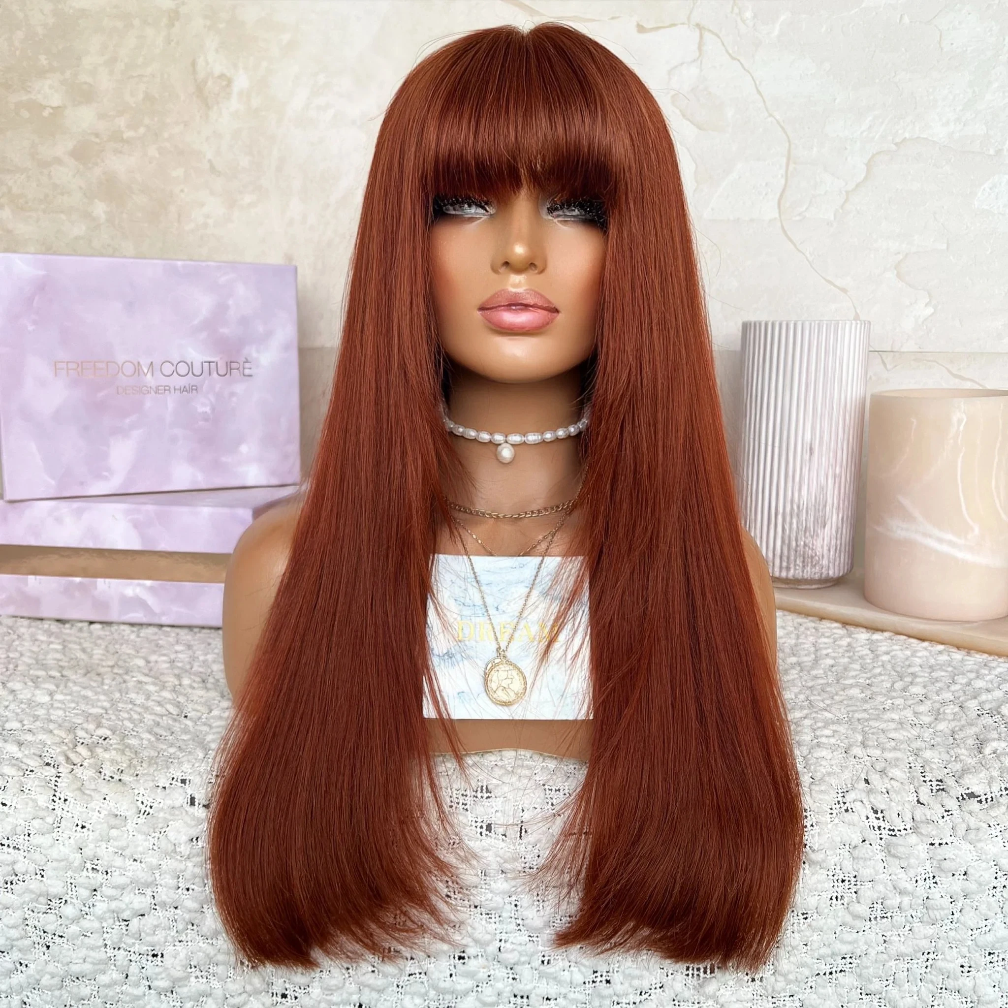 

Пышные прямые парики с челкой 13x3 из натуральных волос для чернокожих женщин, красно-оранжево-коричневые, шелковистые, 100% человеческие волосы, с естественной линией роста волос, самые дешевые