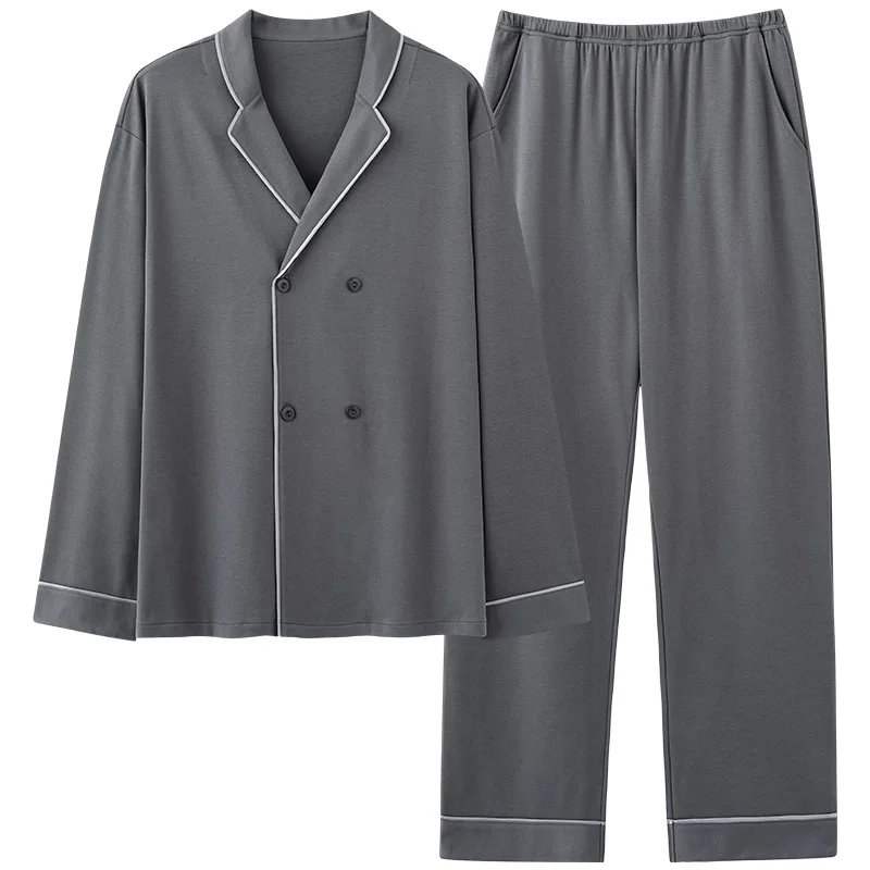 

New Men's Pajamas Set Cotton Long Sleeve Trouser Suits Home Clothes Spring Autumn Male Sleepwear Loungewear Loose Casual Pijama