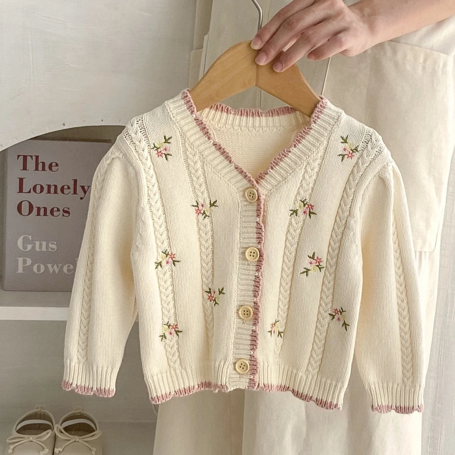 

0-3T Flower Baby Girl Sweater Cardigan Newborn Kid Baby Clothes Winter Warm Thcik Floral Knitwear Coat Cute Outfit